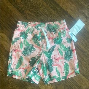 Boys size small flamingo swim trunks (NEW)